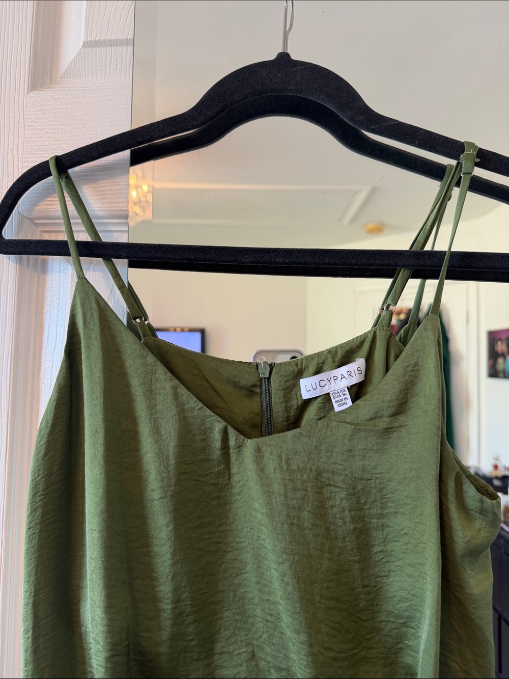Lucy Paris Olive Green Slip Maxi Dress with Draped Detail - Picture 5 of 6